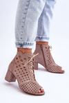Suede topánky so vzorom Openwork Maciejka 05966-10 Dark Beige