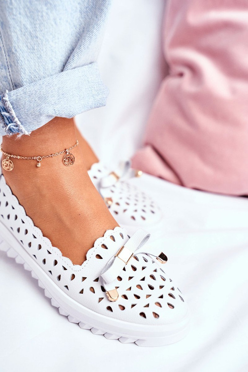 Dámske kožené mokasíny Openwork LR71515 White Murrieta