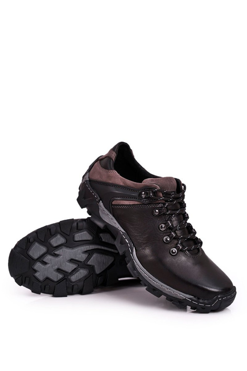 Pánska kožená kožená turistická topánky bednarek čierna