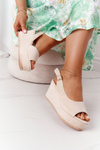 Semišové Klínové Sandály Béžové Party Time