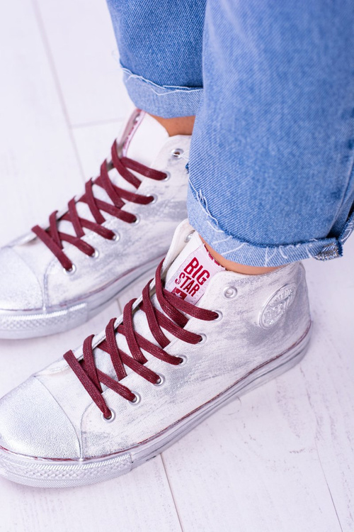 Veľká hviezda vysoké biele strieborné tenisky BB274016