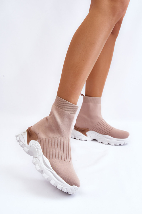 Dámska vysoká ponožková športová topánka béžová jovie