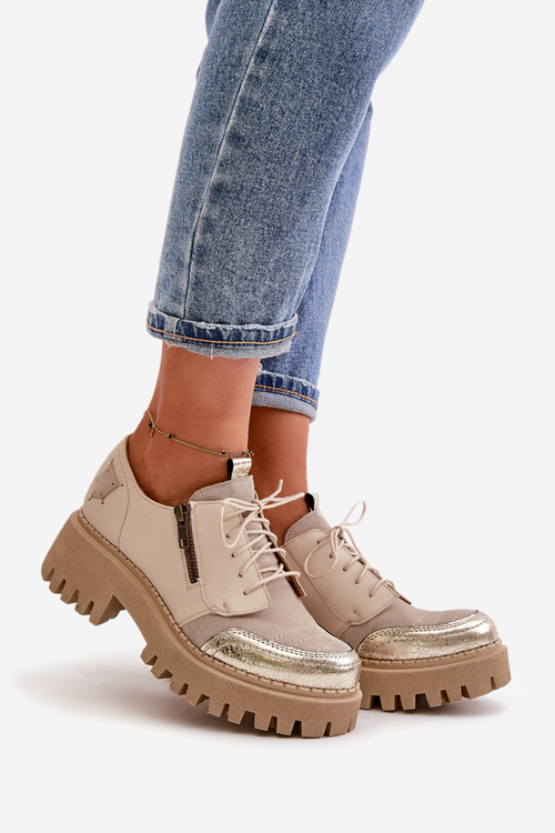 Dámske Poltopánky Z Prírodnej Kože Béžové Maciejka 06177-04