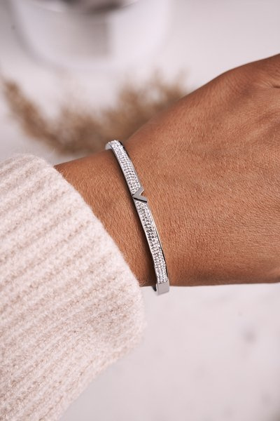 Oceľový náramok s zirkónmi strieborná Venuša