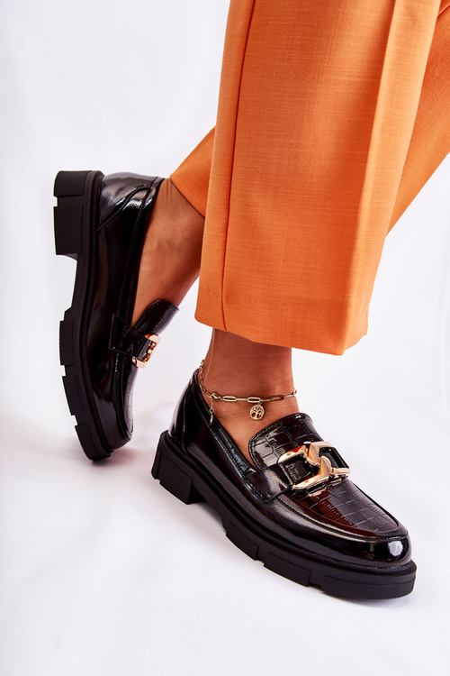 Módní kožené mokasíny Černá Loveliness