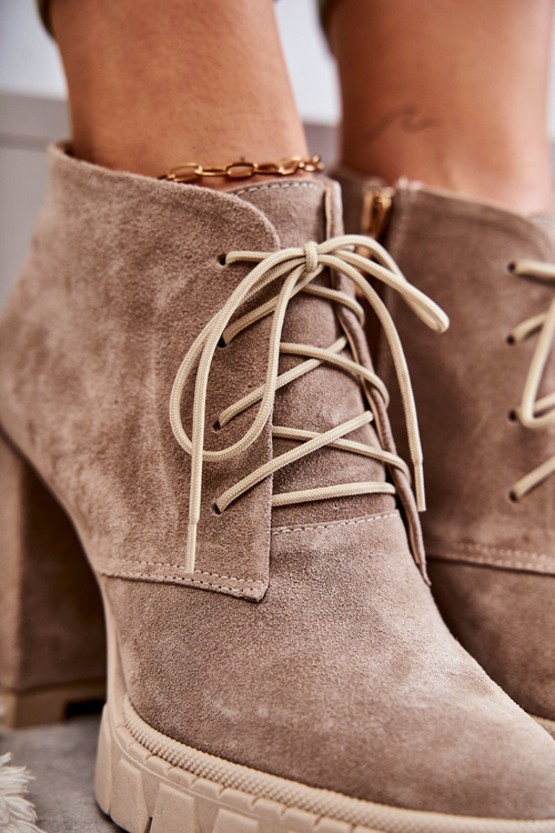 Módne semišové čipky -up béžová selma