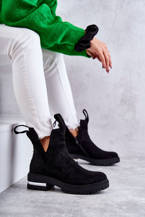 Semišové topánky s výrezmi čierny elver