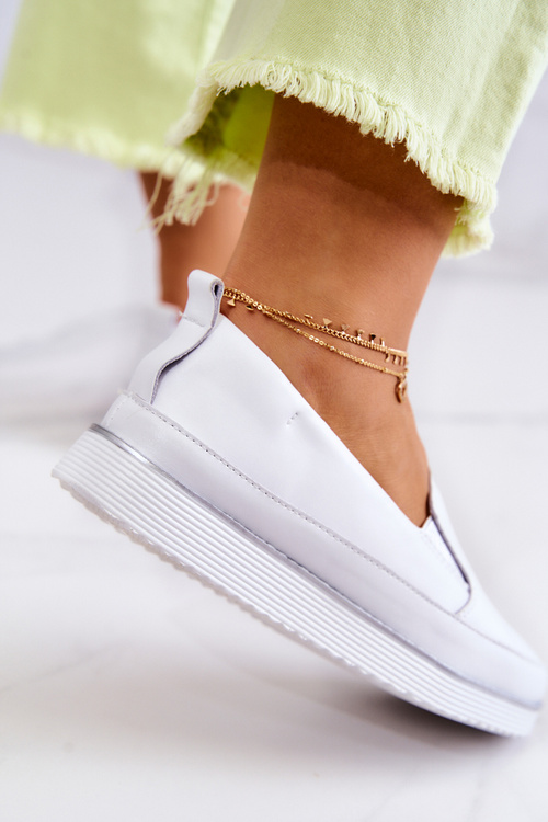 Dámské Kožené Tenisky Slip-On S.Barski Bílý