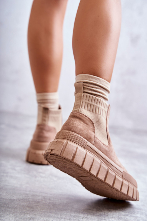 Módní nazouvací boty na platformě tmavě béžové Jenna