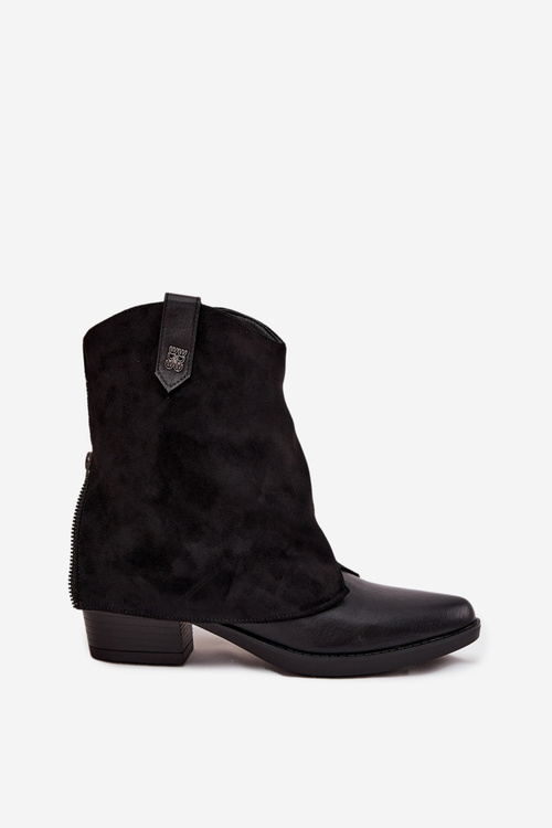 Vytápěné cowboy boty na podpatku černé Sylvette