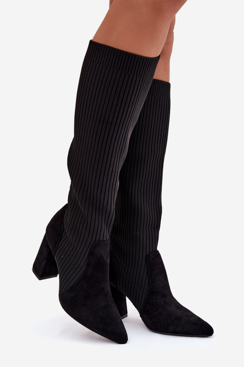 Dámske čižmy na opätku Čierne Yserine