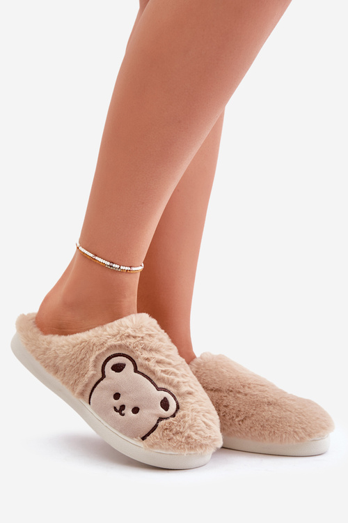 Dámske Plyšové Papuče S Medveďom Béžové Fiorinella