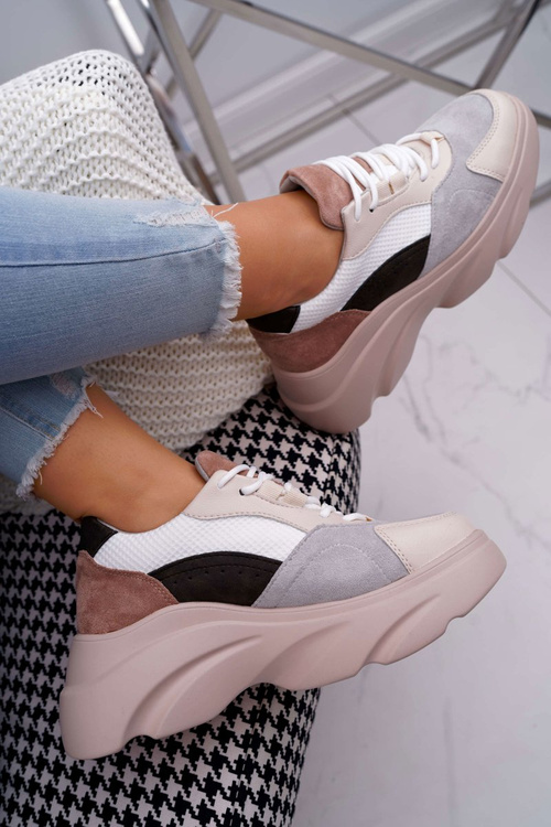 Dámske športové topánky hrubé béžové kardamonové podrážky