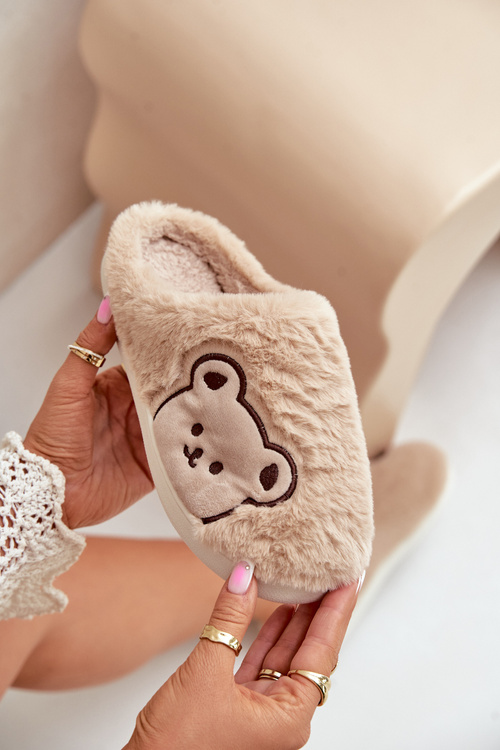 Dámske Plyšové Papuče S Medveďom Béžové Fiorinella