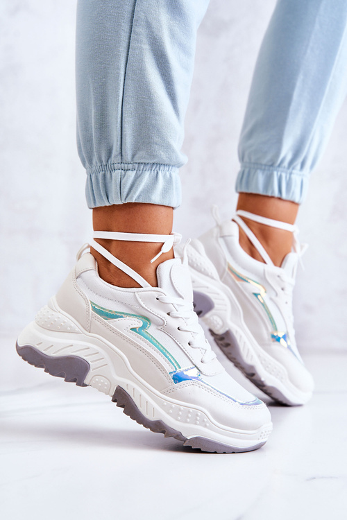 Ženské lesklé biele tenisky Callisto