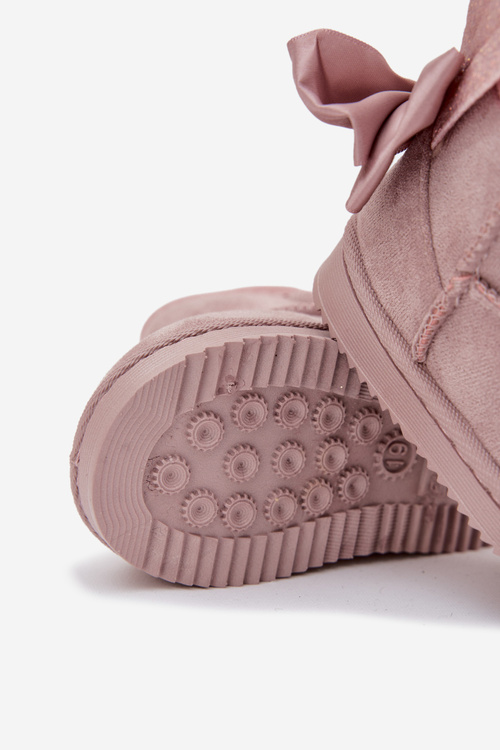 Dievčenské zateplené snehule s mašličkami Špinavá ružová Meriva