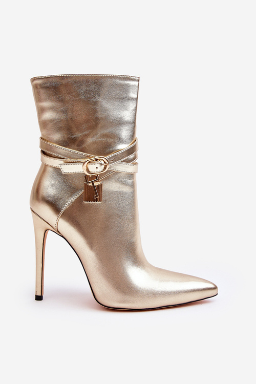 Dámské špičaté boty s pásky zlaté Casulle