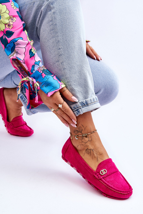 Nazouvací mokasíny Suede Castelo Fuchsia