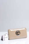 Veľká dámska béžová lakovaná nobo peňaženka
