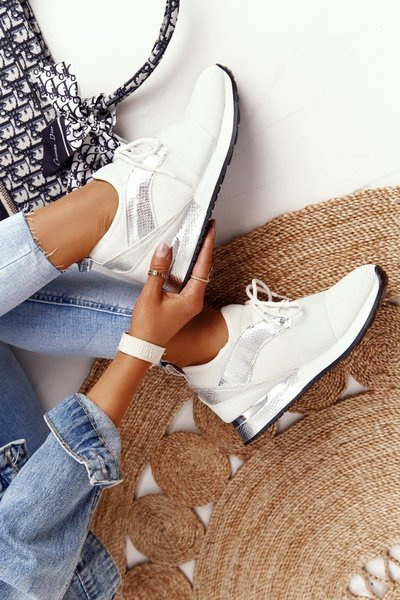 Dámská Sportovní Obuv Sneakersy Bílé-Stříbrné Netta