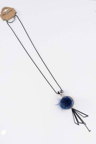 Dámsky náhrdelník s pompom dlhým reťazcom Navy Blue Choker