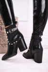 Dámske topánky na perlovom stĺpiku Čierne sloves