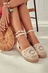 Dámske espadrilles na tkanej platforme béžová kalianka