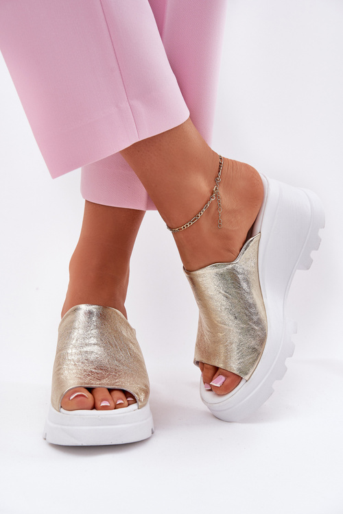 Kožené Klapky Na Klínu Artiker 56C0435 Zlaté