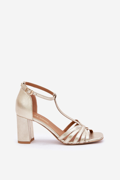 Sandály Z Přírodní Kůže Na Podpatku Laura Messi 2766