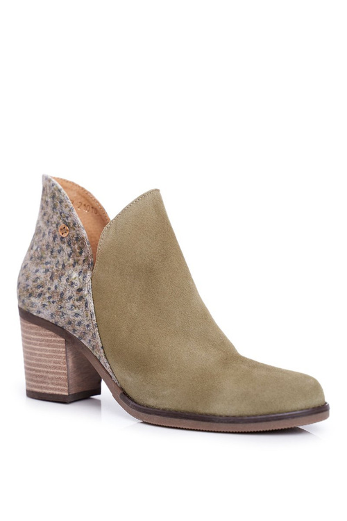 Dámské Kožené Boty Na Podpatku Maciejka Olivové 04492-24