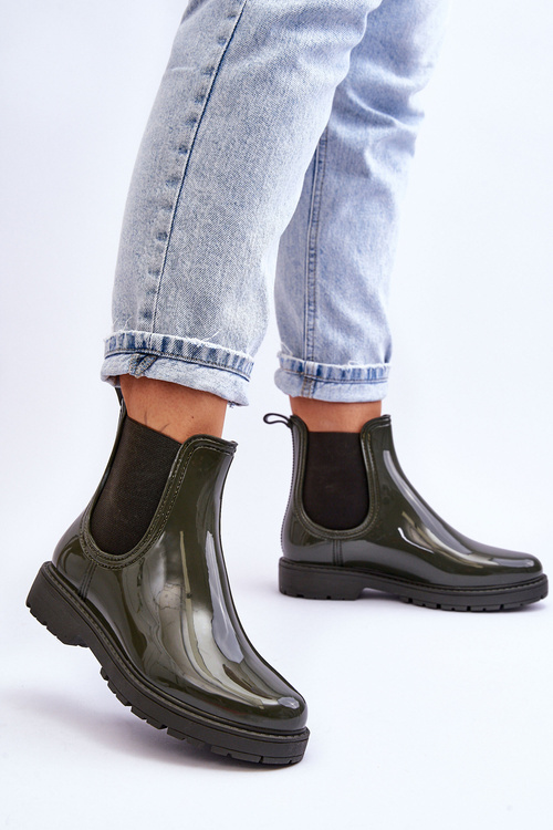Dámské Slip On Galoše Chelsea Boots tmavě zelené Larone
