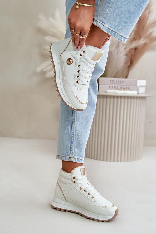 Čižmy Dámske Športové Topánky Zateplené Na Platforme Biele Ariatte