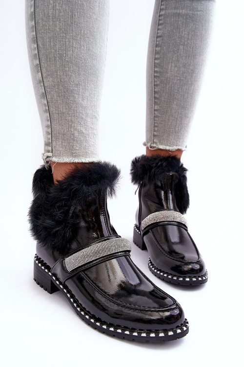 Boty Na Plochém Podpatku A Platformě Sztyblety Černé Linestta