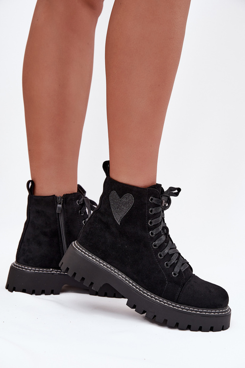 Dámske čižmy s glitrovým srdcom čierne Nariri