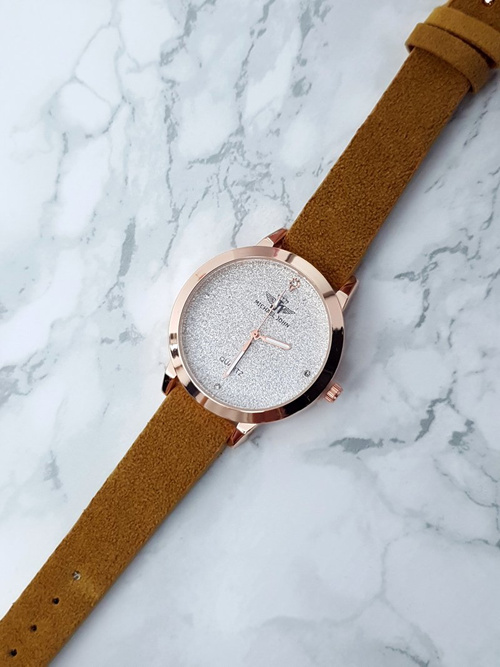 Dámske hodinky Michael John Evento Mustard Suede Bacco Belt