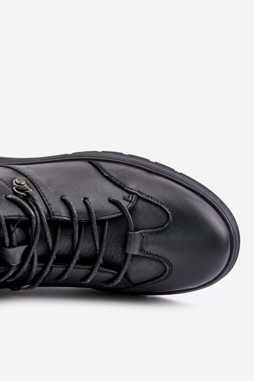 Kožené Zateplené Sneaker Botičky Pre Pánov Lee Cooper Čierne LCJ-24-33-2913