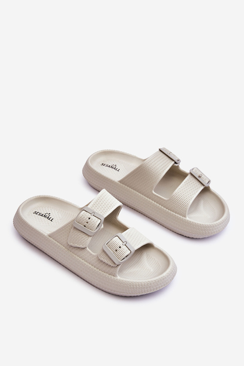 Dámské pěnové sandály s pruhy světle šedá Sharmen