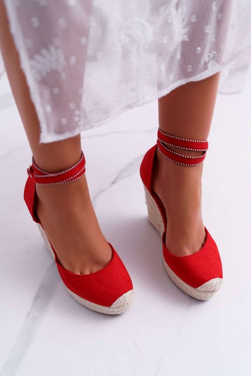 Dámské Sandály Na Klinu Červené Canterola