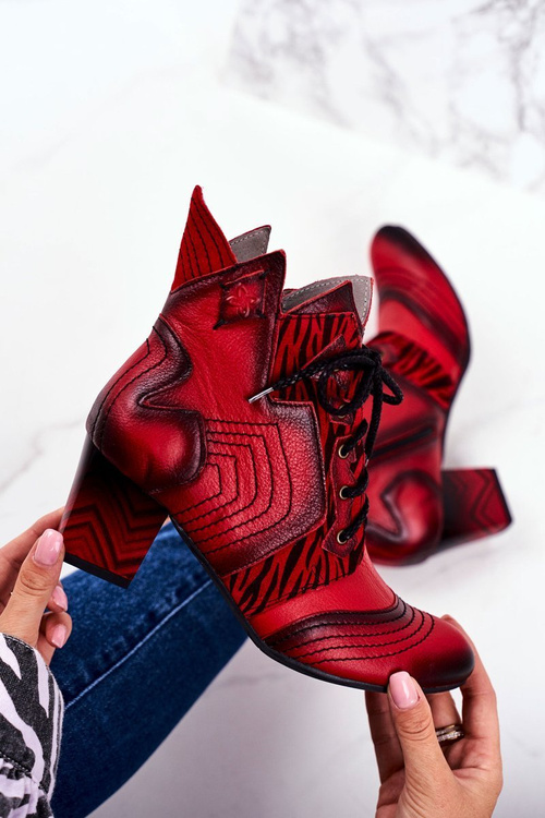 Dámske kožené topánky Maciejka Red 03194