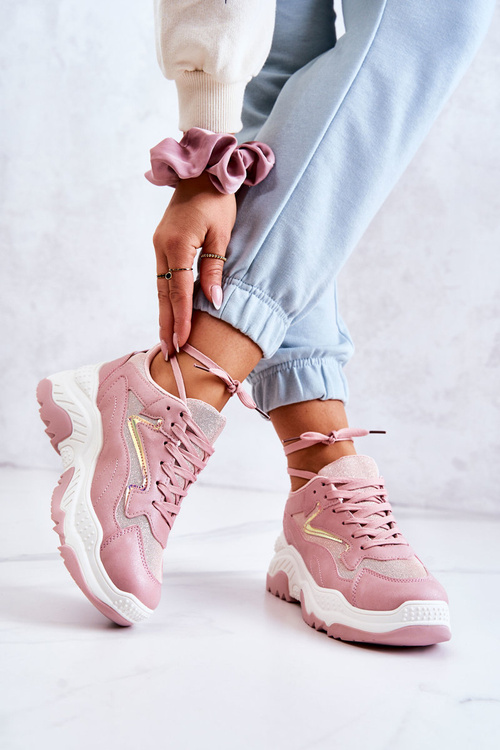 Dámske lesklé masívne ružové tenisky Canadia