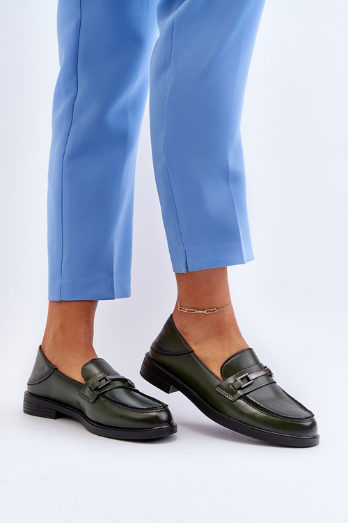 Dámské kozačky z tmavě zelené kůže Nurea