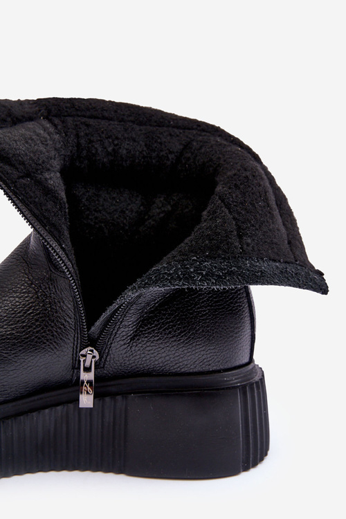 Kožené Dámské Botky Na Platformě Černé Suam