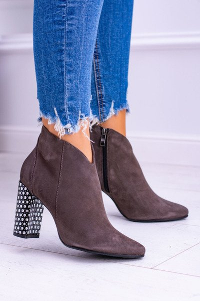 Elegantní semišové boty na baru Laura Messi Khaki 1849