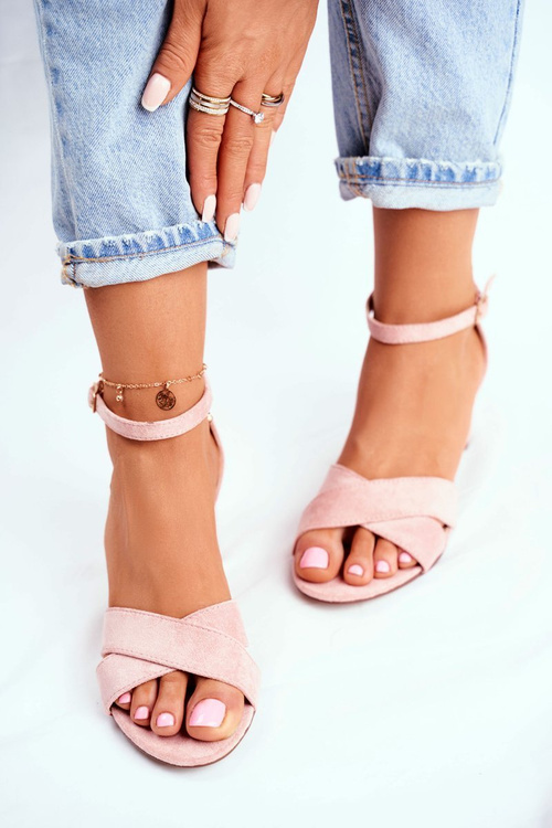 Dámské semišové sandály růžové Nela