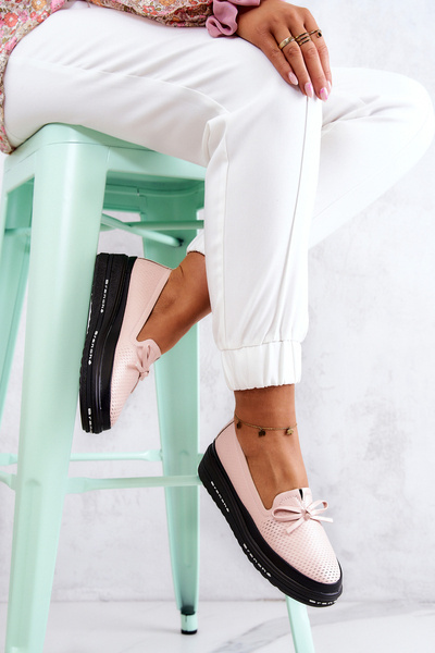 Dámske kožené kožené kliny ružové cannes