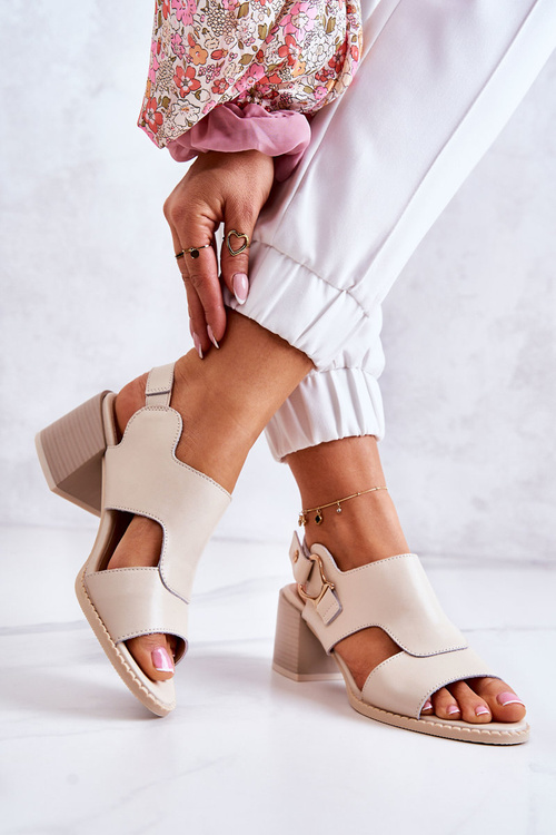 La.fi kožené kožené sandále béžové lerathto