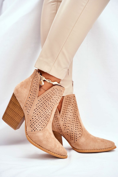 Dámske topánky na semišovom stĺpe Openwork Beige Shades