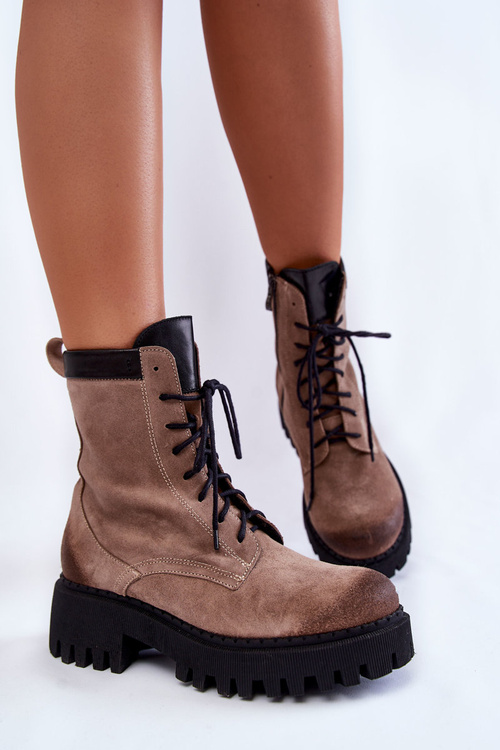 Klasické semišové teplé boty Hnědé Caima