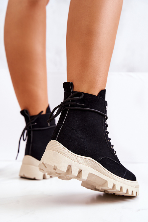 Semišové topánky zviazané čierny hurikán