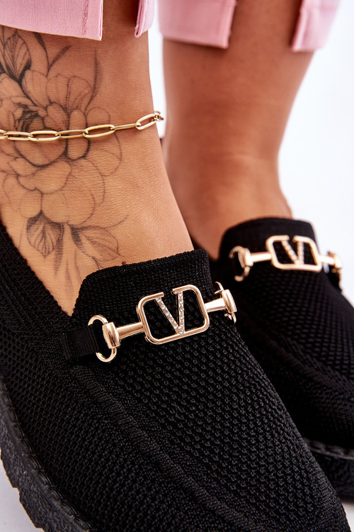 Ženské sklz-on tenisky s dekoráciou Black Alena